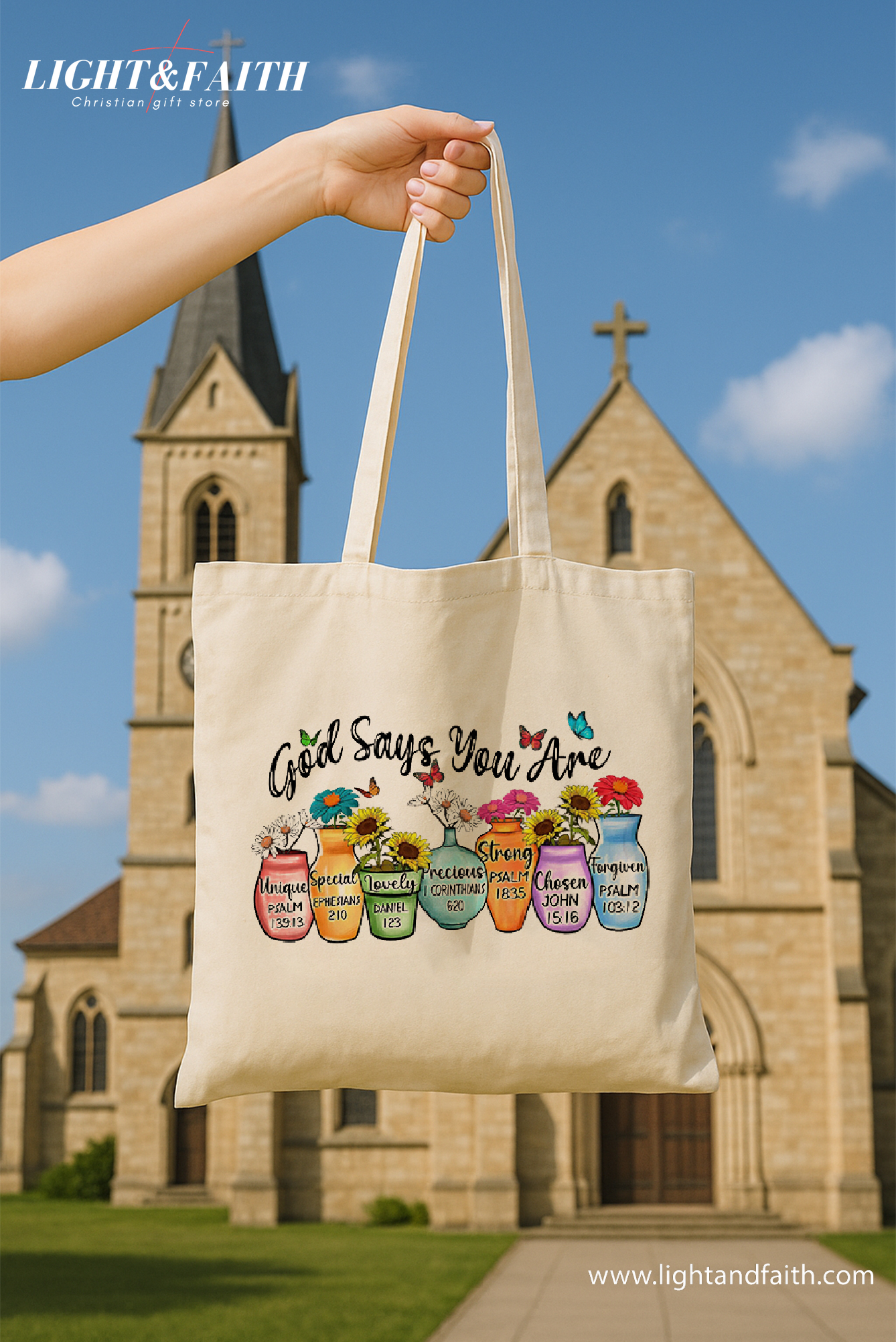 God Says You Are Christian Tote Bag – Inspirational Women’s Canvas Bag – Religious Gift for Her – Motivational Shoulder Tote – Bible Verse Tote – Gift for Christian Women TBLAF30